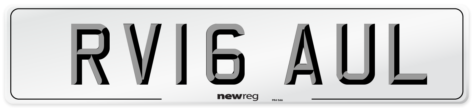 RV16 AUL Number Plate from New Reg